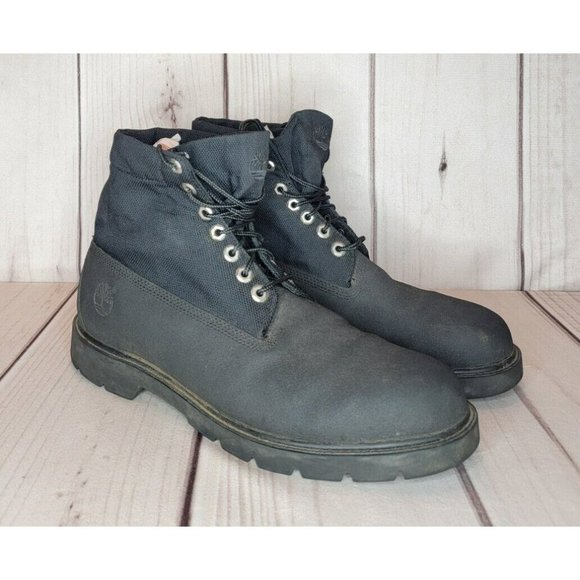 Timberland 6 Inch Roll Top Boots Combat Style Black/Black Men's Size 12 - Picture 1 of 9